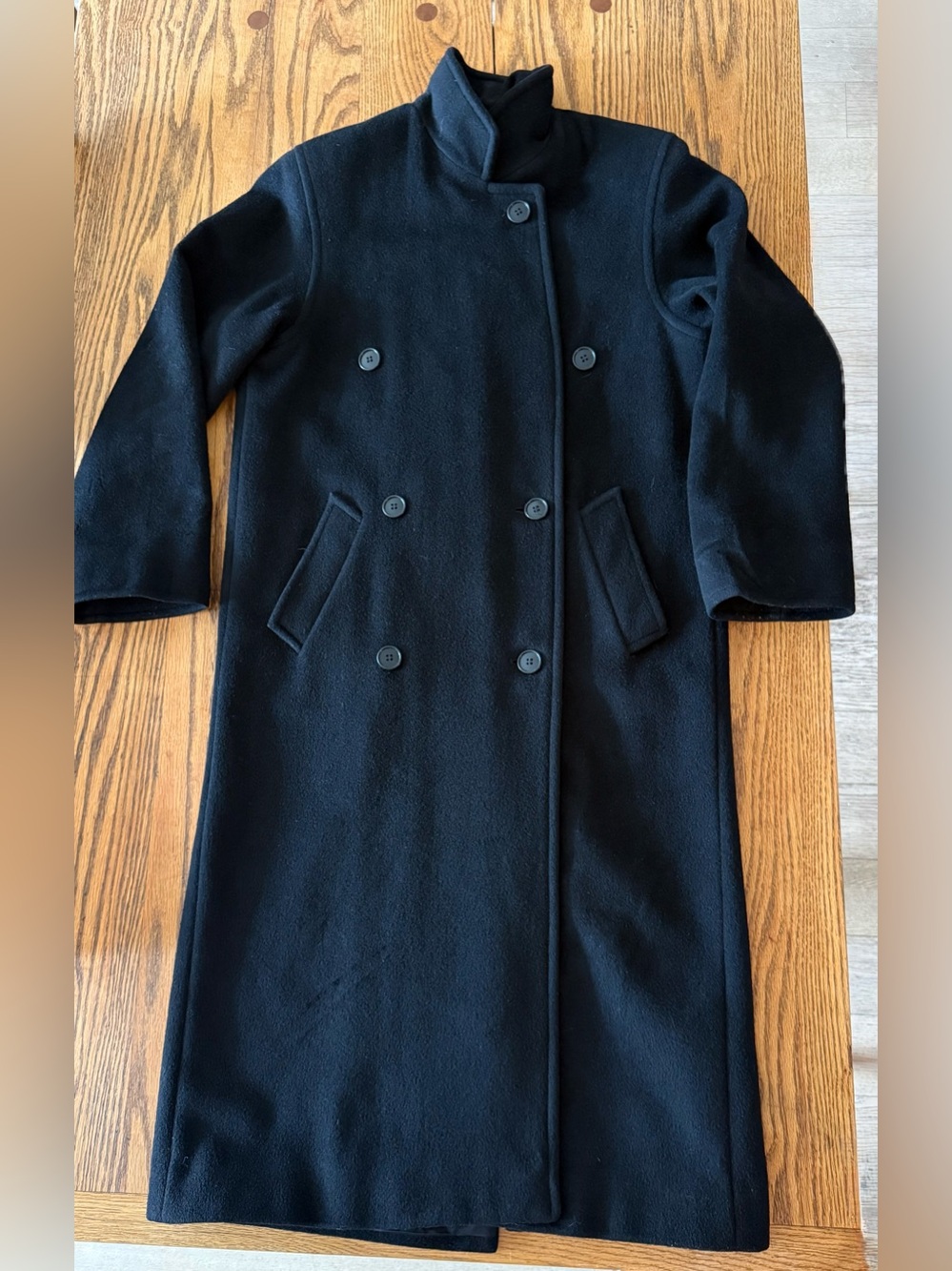Vintage 80s Calvin Klein Minimalist Double Breasted Black Coat USA 4